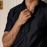 Black Turkish Weave Half Sleeves Shirt