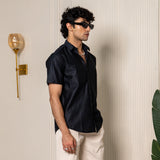 Black Turkish Weave Half Sleeves Shirt