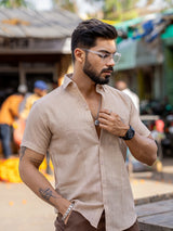 Pine Linen Half Sleeve Solid Shirt