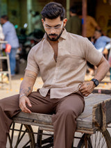 Pine Linen Half Sleeve Solid Shirt