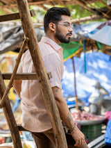 Blanched Almond Linen Half Sleeve Solid Shirt