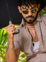 Classic Taupe Linen Half Sleeve Shirt