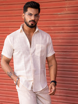 Millennial pink Linen Half Sleeve Shirt