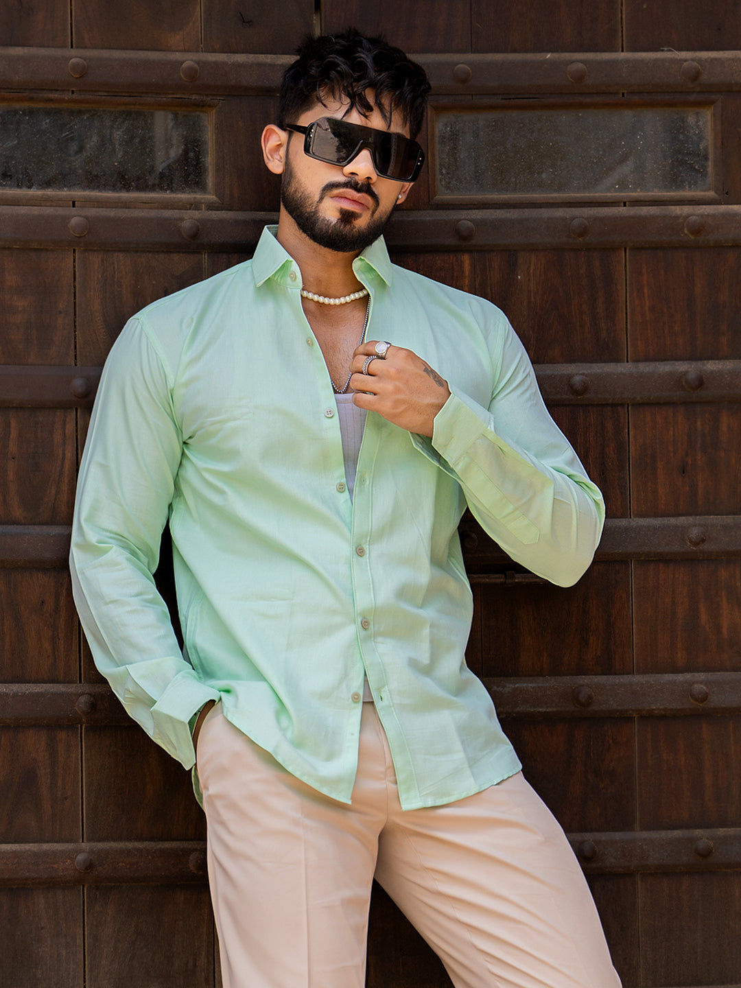 Pistachio Green Full Sleeve Solid Shirt