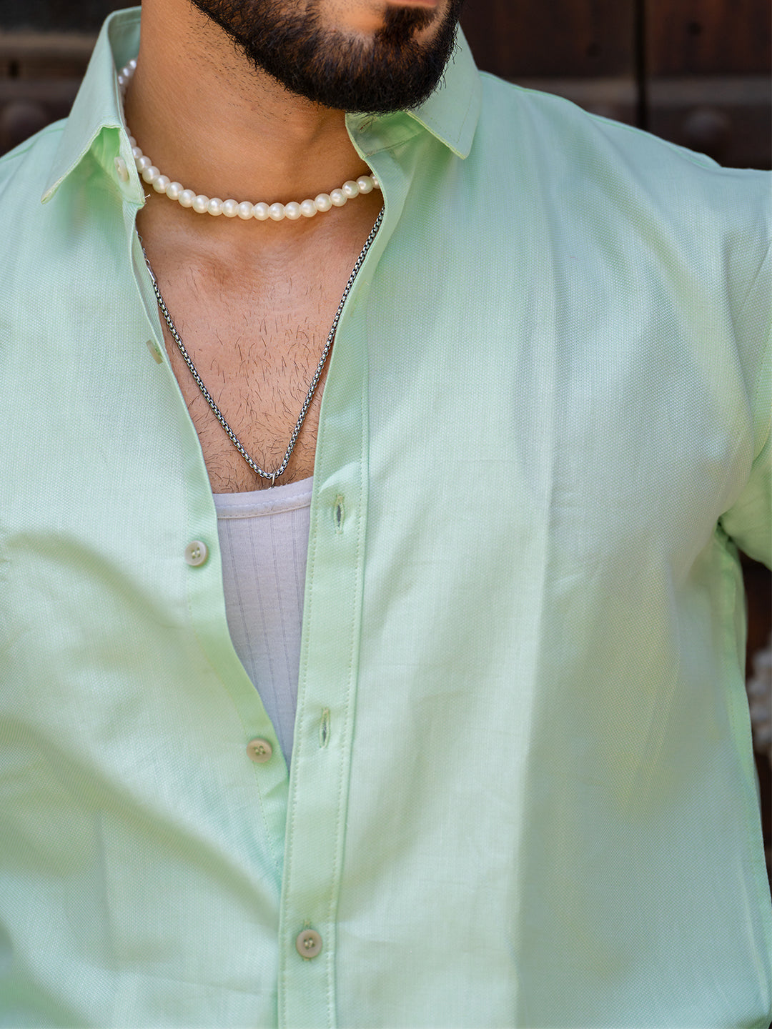 Pistachio Green Full Sleeve Solid Shirt