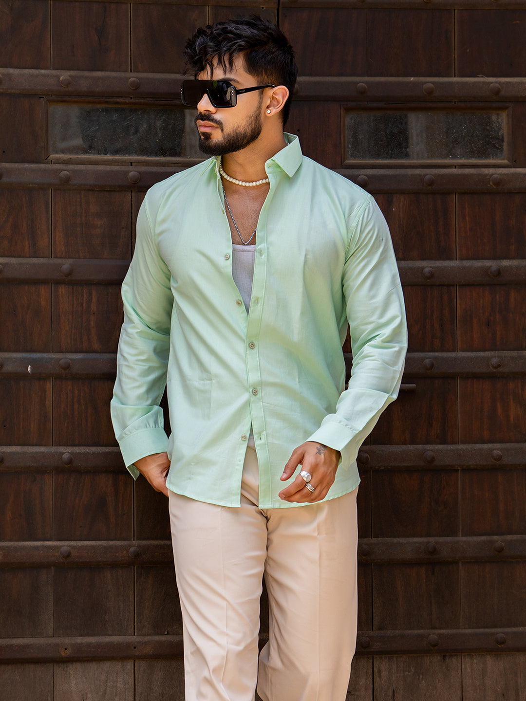 Pistachio Green Full Sleeve Solid Shirt