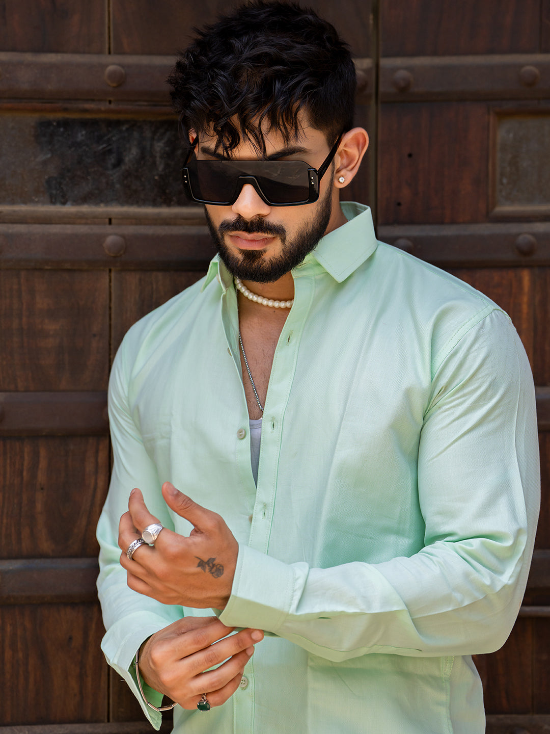 Pistachio Green Full Sleeve Solid Shirt