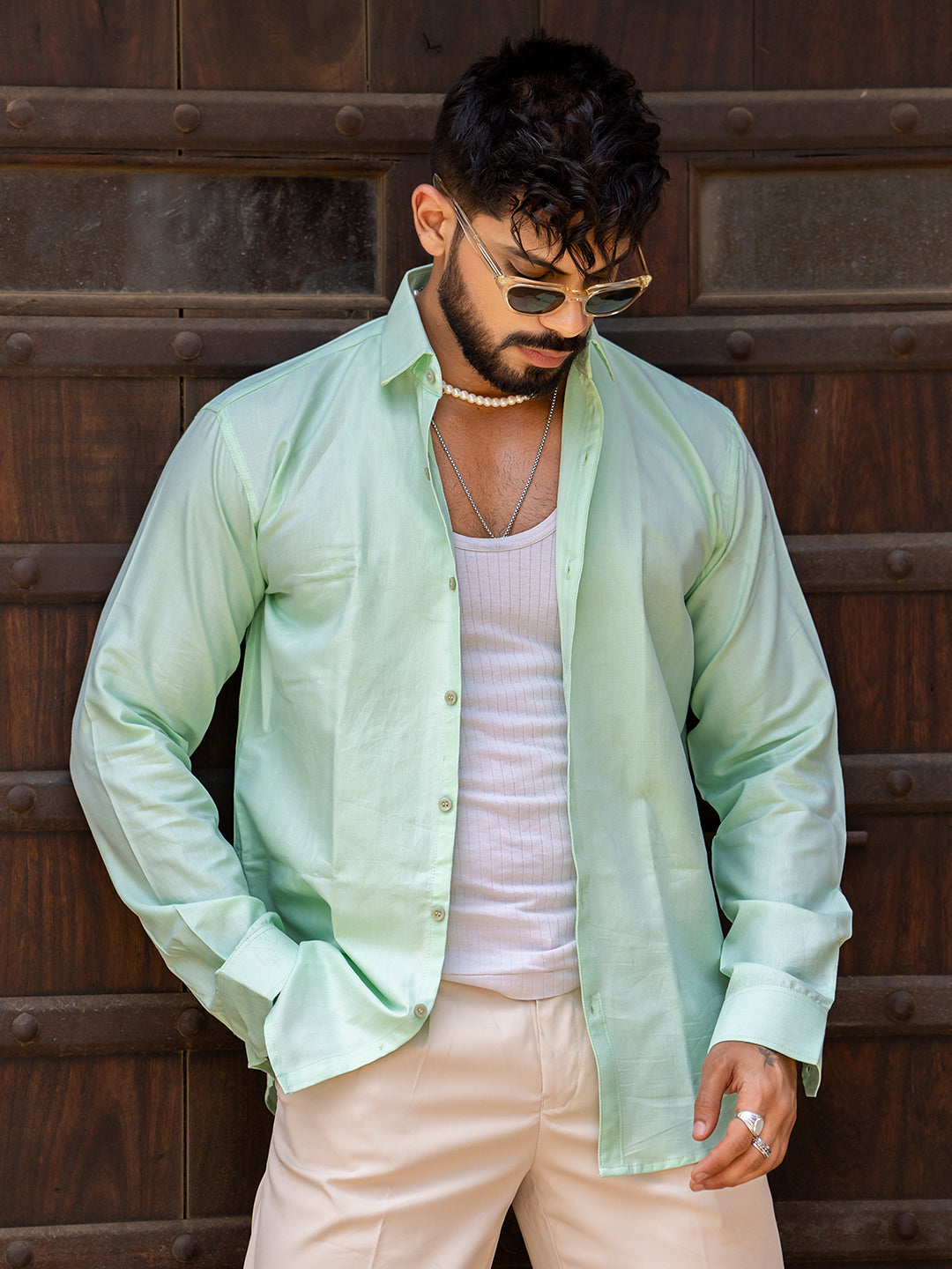 Pistachio Green Full Sleeve Solid Shirt