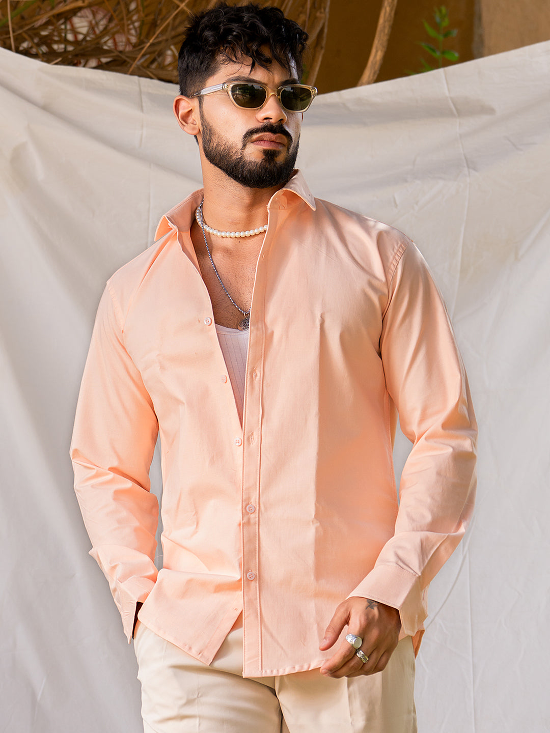 Apricot Full Sleeve Solid Shirt