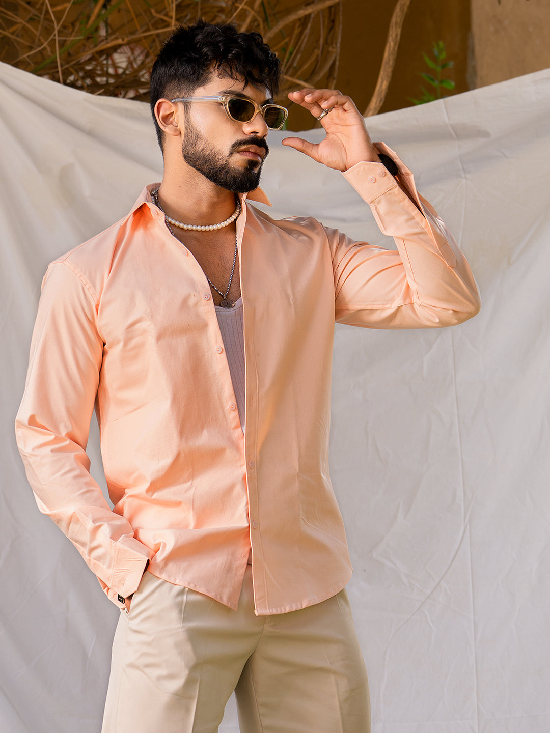 Apricot Full Sleeve Solid Shirt