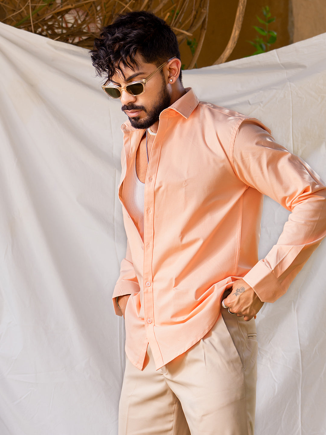 Apricot Full Sleeve Solid Shirt