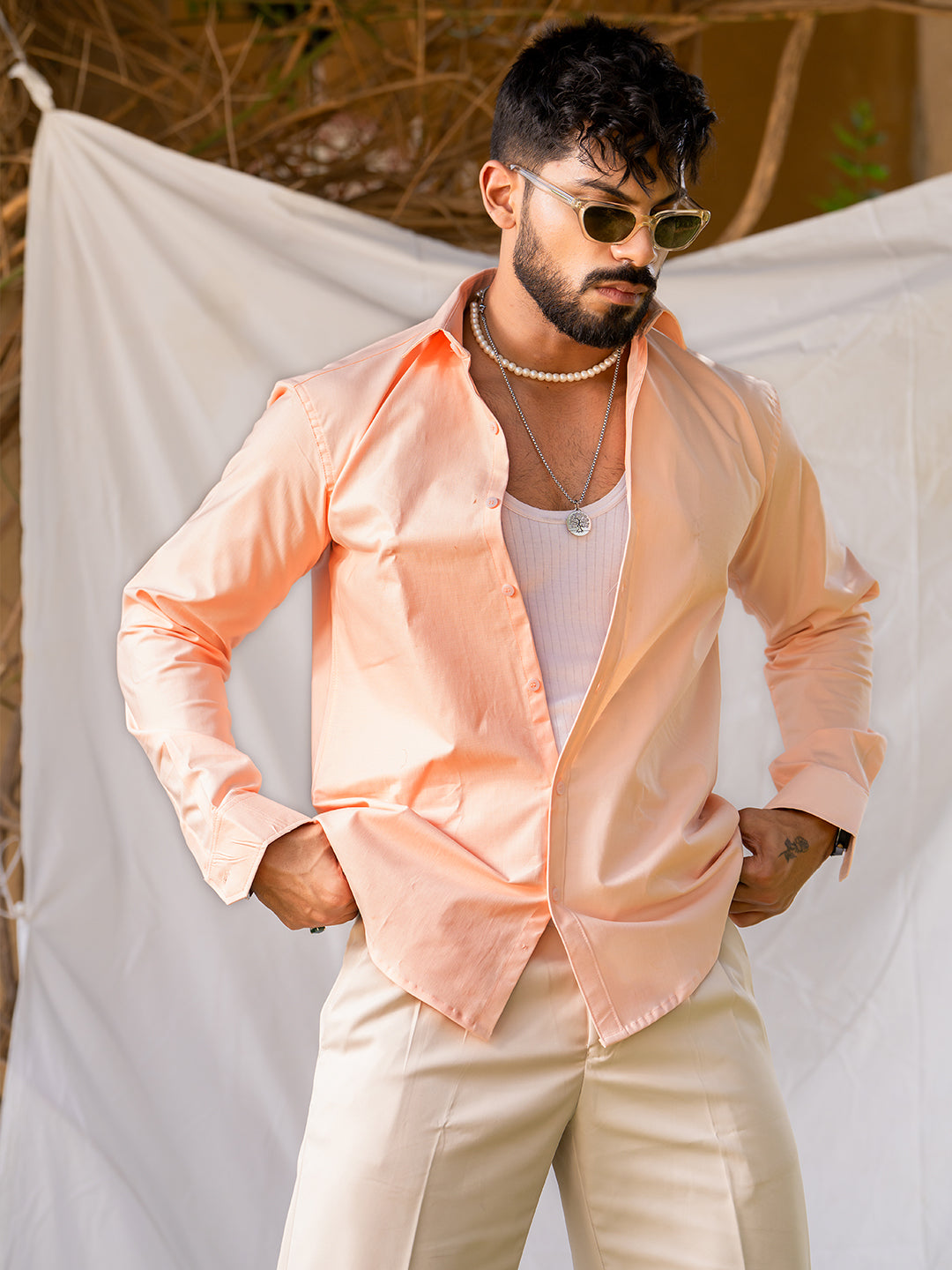 Apricot Full Sleeve Solid Shirt