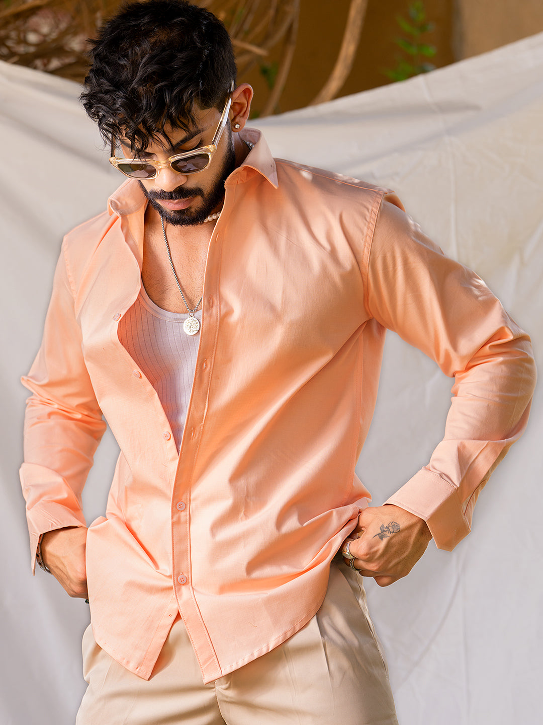 Apricot Full Sleeve Solid Shirt