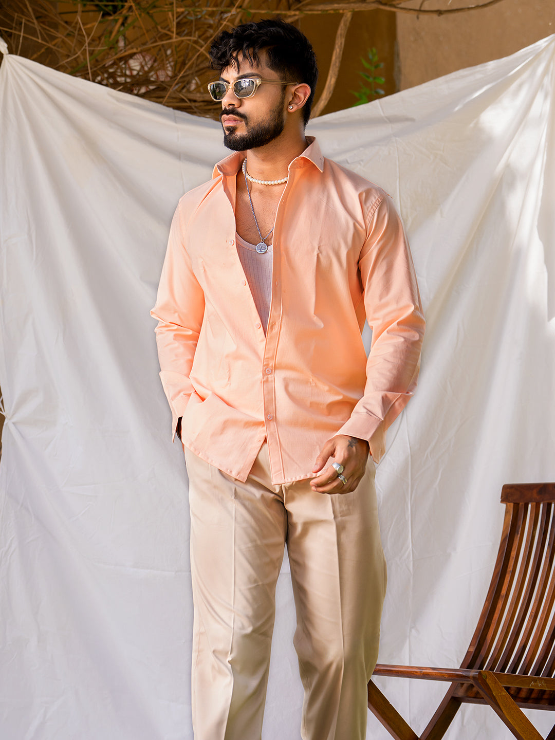 Apricot Full Sleeve Solid Shirt