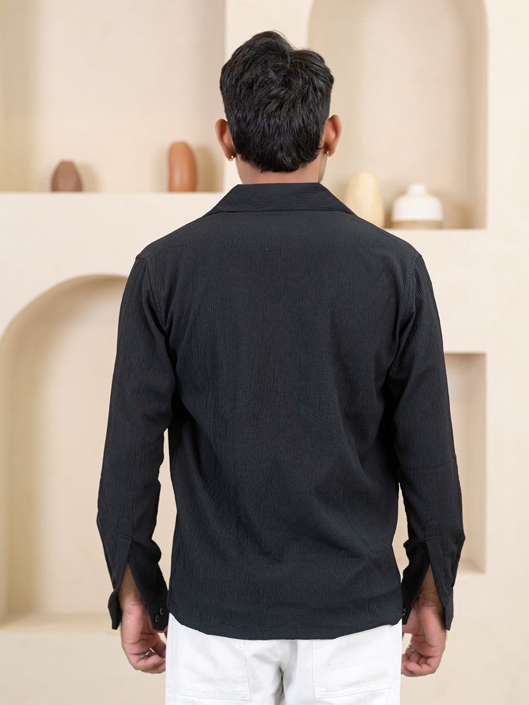 Black Full Sleeve Popcorn Shirt