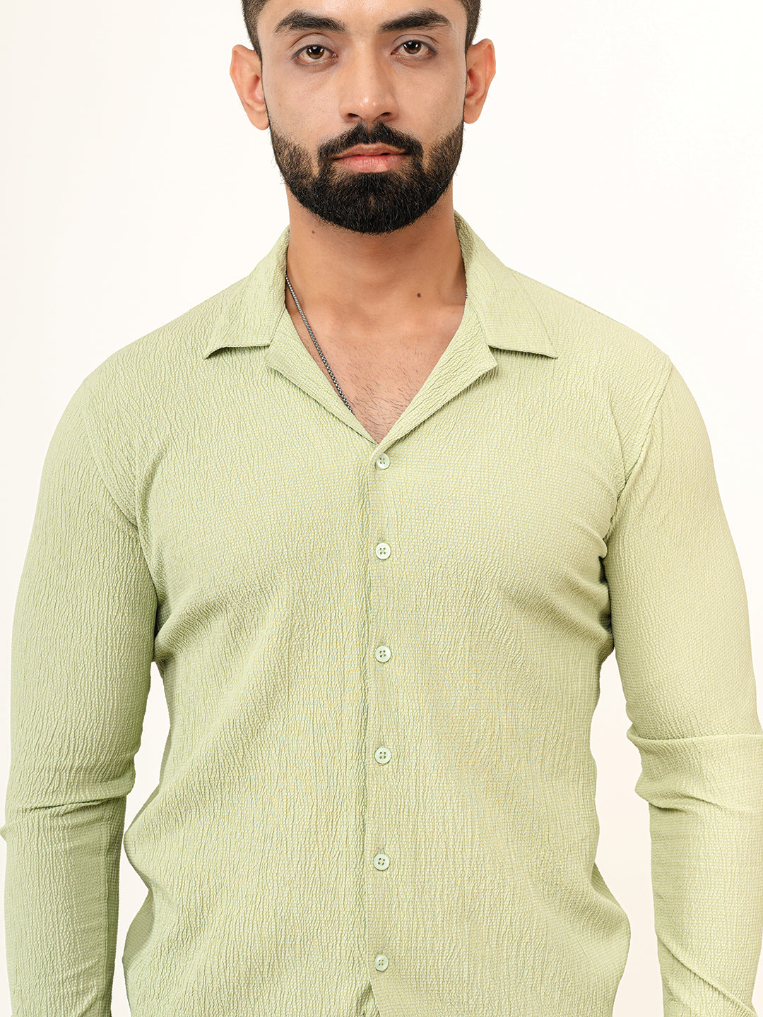 Sage Green Full Sleeve Popcorn Shirt