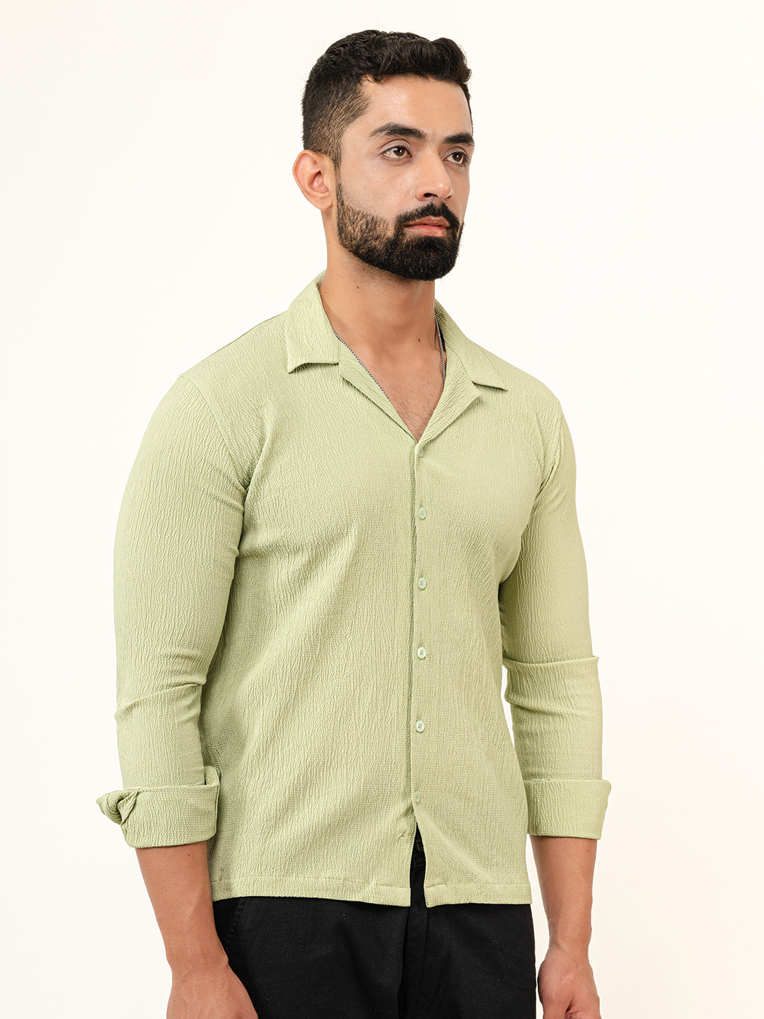 Sage Green Full Sleeve Popcorn Shirt