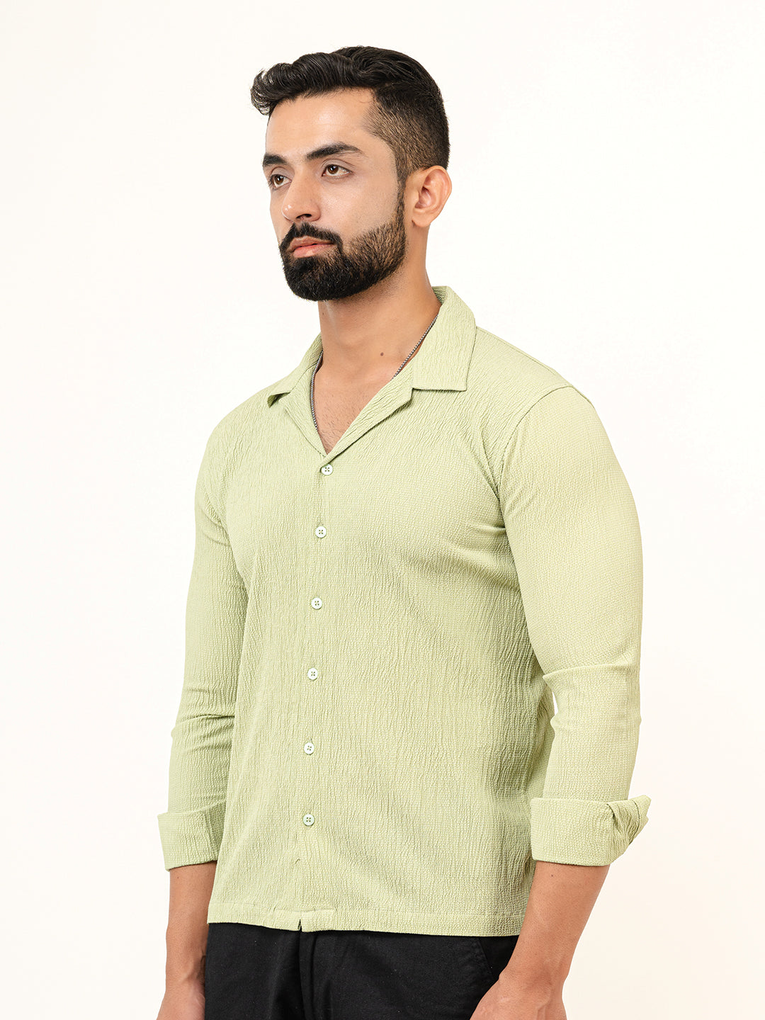 Sage Green Full Sleeve Popcorn Shirt