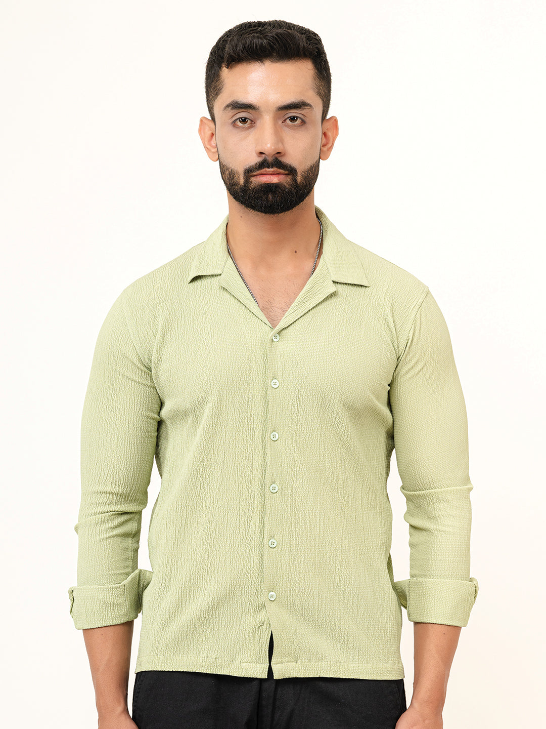 Sage Green Full Sleeve Popcorn Shirt