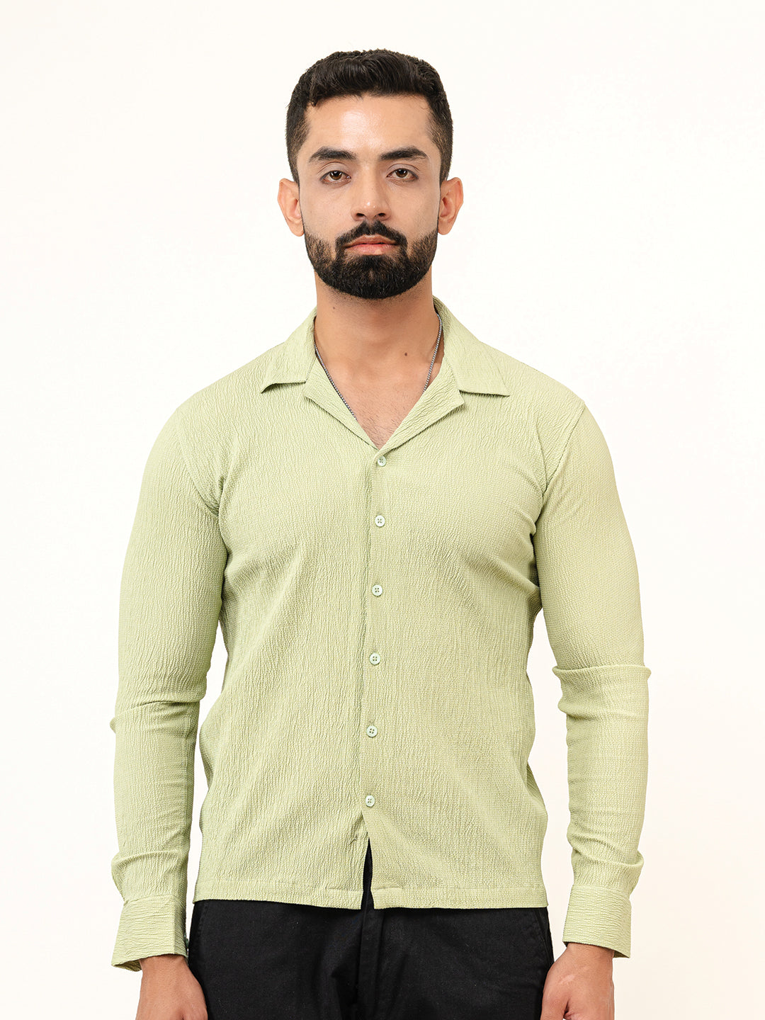 Sage Green Full Sleeve Popcorn Shirt