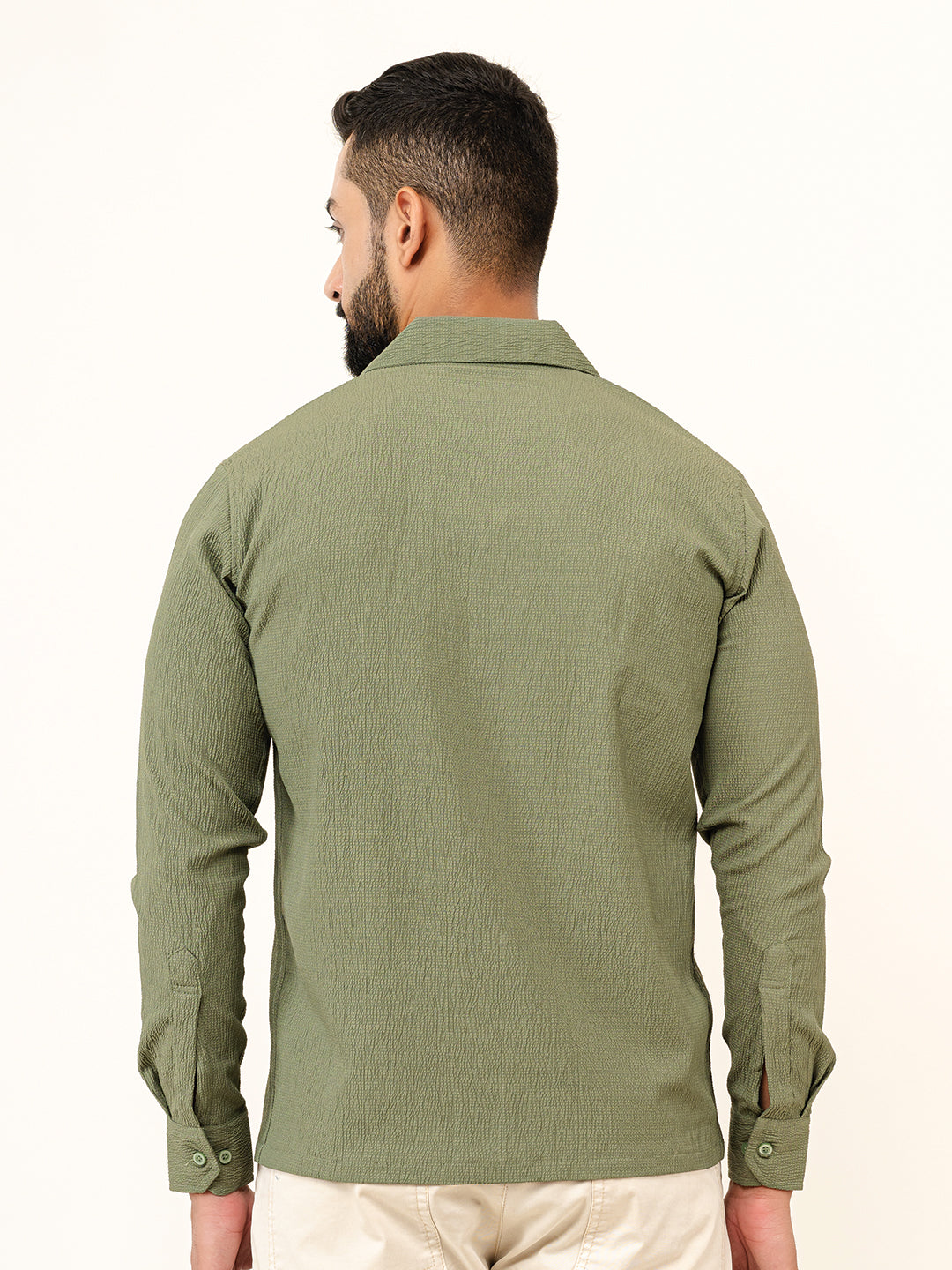 Army Green Full Sleeve Popcorn Shirt