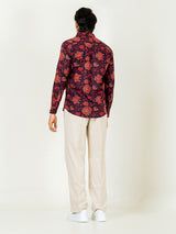 Deep Dark Maroon Full Sleeve Printed Shirt