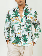 White Full Sleeve Forest Printed Shirt