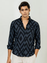 Full Sleeve Black Grey zig zag printed Shirts