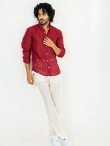 Maroon Linen blend full sleeves shirt