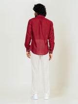 Maroon Linen blend full sleeves shirt