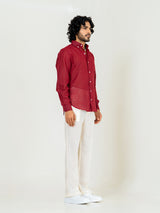 Maroon Linen blend full sleeves shirt