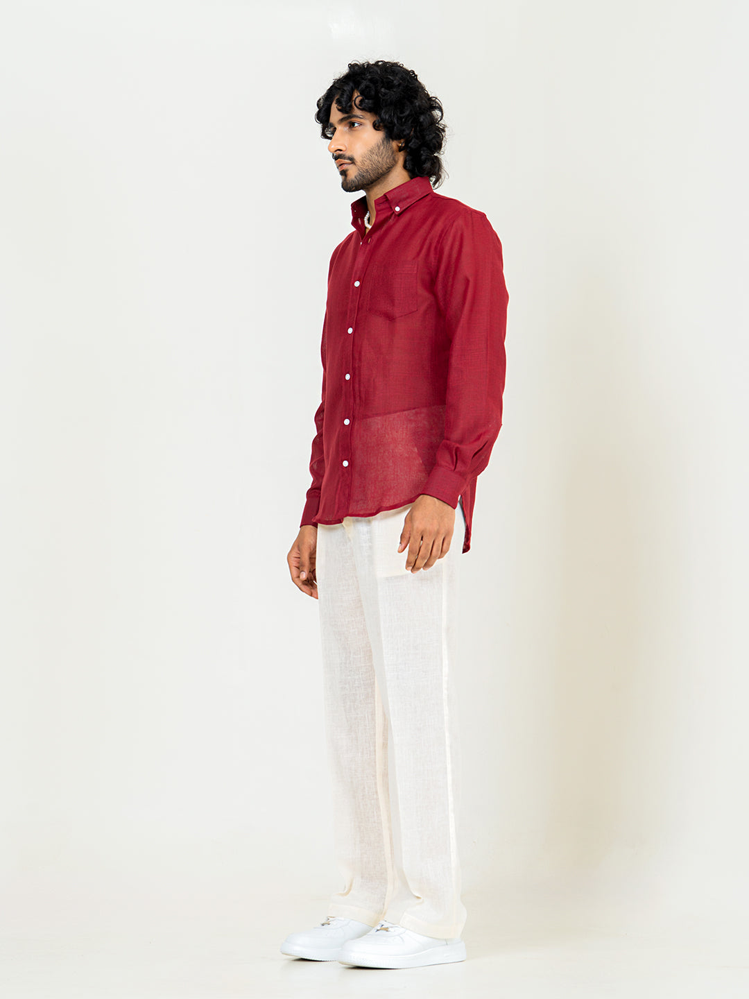 Maroon Linen blend full sleeves shirt