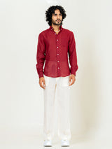 Maroon Linen blend full sleeves shirt