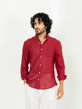 Maroon Linen blend full sleeves shirt