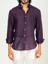 Aubergine Linen blend full sleeves shirt