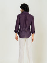 Aubergine Linen blend full sleeves shirt