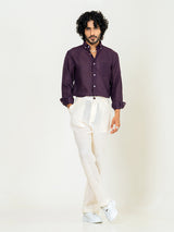 Aubergine Linen blend full sleeves shirt