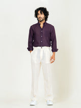 Aubergine Linen blend full sleeves shirt