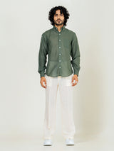 Bottle Green Linen blend full sleeves shirt