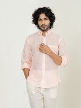 Millennial pink Linen blend full sleeves shirt