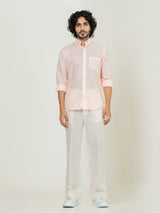 Millennial pink Linen blend full sleeves shirt