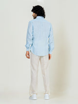 Soft cyan Linen blend full sleeves shirt