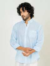 Soft cyan Linen blend full sleeves shirt