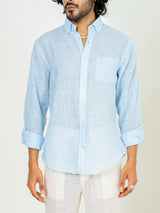 Soft cyan Linen blend full sleeves shirt