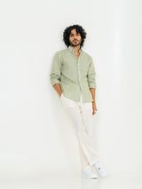 Sage Green Linen blend full sleeves shirt