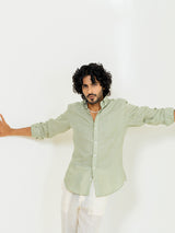 Sage Green Linen blend full sleeves shirt