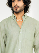 Sage Green Linen blend full sleeves shirt