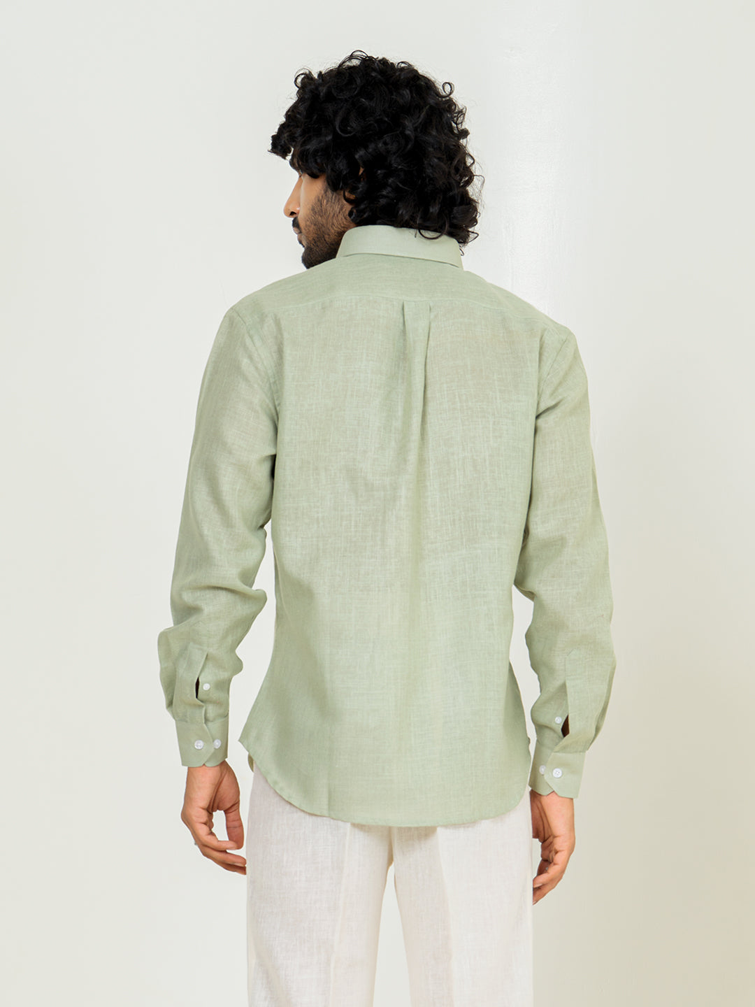 Sage Green Linen blend full sleeves shirt