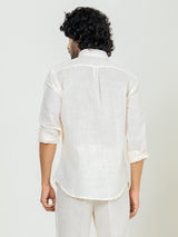 Blanched Almond Linen blend full sleeves shirt