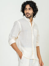 Blanched Almond Linen blend full sleeves shirt